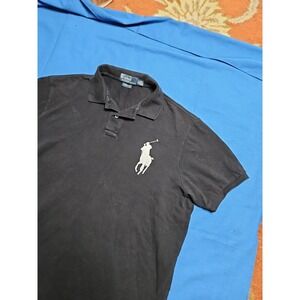POLO‎ RALPH LAUREN Polo Custom Fit #3 Rugby Big Pony Y2K Vintage Preppy XL Black